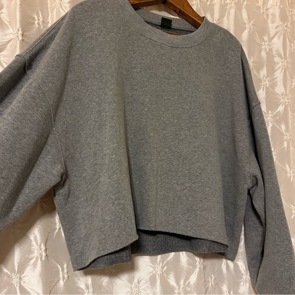 Wild Fable Gray Cropped Boxy Fleece Crew Neck Sweatshirt - Picture 3 of 11
